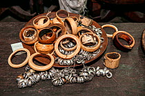 Ivory bracelets which the merchant claimed was antique from before anti-poaching laws. Addis Ababa / Abeba, Ethiopia. February 2009