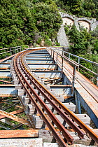Narrow gauge railway built by Evaristo de Chirico, Mount Pelion, Greece. March 2008.