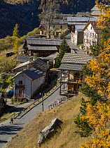 View of the main street in Saint-Veran, Hautes-Alpes, France, October 2014.