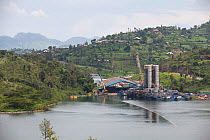 Kivuwatt biogas plant under construction. The plant will remove methane from the waters of Lake Kivu and power three genrators to produce 26MW of electricity. Kibuye, Rwanda, November 2014.