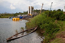 Kivuwatt biogas plant under construction. The plant will remove methane from the waters of Lake Kivu and power three genrators to produce 26MW of electricity. Kibuye, Rwanda, November 2014.