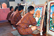 Painting class at the National Institute For Zorig Chusm (School Of The Arts) in Thimphu. Bhutan, October 2014.