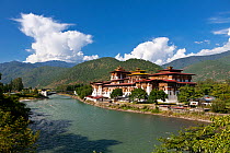 Punakha Dzong, built on the confluence of the Mo Chhu and Pho Chhu River. Bhutan, October 2014.