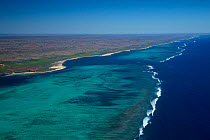 Aerial View of Ningaloo Reef, near Tantabiddi, Exmouth, Western Australia. May 2014.