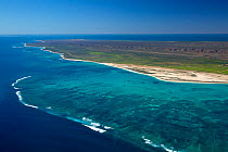 Aerial View of Ningaloo Reef, near Tantabiddi, Exmouth, Western Australia. May 2014.