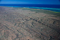 Aerial view of Cape Range National Park crossing the Northern section, Exmouth, Western Australia. May 2014.
