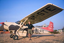 Iain Douglas Hamilton in front of his Save the Elephants research plane, Samburu National Reserve, Kenya. Model Released