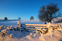 Winter scene with gate near Bonsall, Peak District National Park, Derbyshire. December 2014.