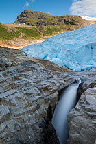 Meltwater from Engenbreen glacier, Meloy, Nordland, Norway, August.