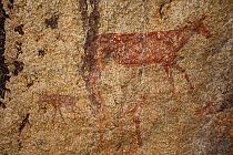 San rock painting antelope, Matobo Hills, Zimbabwe. January 2011.
