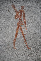 San rock paintings of human figures, Matobo Hills, Zimbabwe. January 2011.