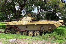 Tank abandoned from war between South African and the SWAPO,  Bwabwata Conservancy, Namibia.