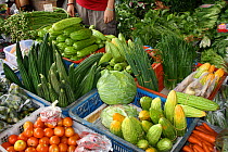 Vegetables for sale at market, West Kalimantan, Indonesian Borneo. June 2010.