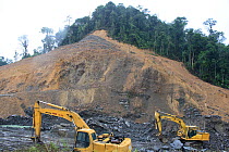 Deforestation for construction of dam, Sabah, Malaysian Borneo. July 2010.