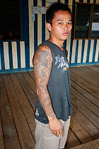 Dayak man, evicted from home for dam construction, Sabah, Malaysian Borneo. July 2010.