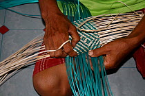 Dayak basket weaving in Southern Kalimantan, Indonesian Borneo. August 2010.