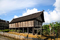 Family traditional Dayak house, Southern Kalimantan, Indonesian Borneo. August 2010.