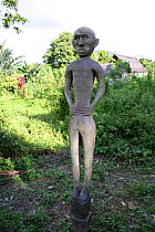Ancestral figure carving in village, Southern Kalimantan, Indonesian Borneo. August 2010.