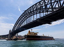 Tanker passing under the Sydney Harbour Bridge, New South Wales, Australia, October 2012.