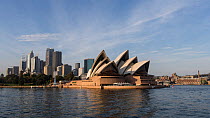 View of the Sydney Opera House and skyline from the water, New South Wales, Australia, October 2012.