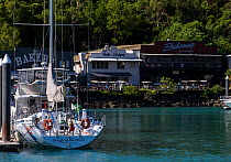 Boat moored on Hamilton Island, Whitsunday Island group, Queensland, Australia. November 2012.