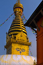 Stupa of the Monkey Temple or Swayambhunath, Kathmandu, Nepal November 2014.