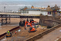 Repairs to Cromer sea wall after the tidal surge in December 2013, Norfolk, England, UK. January 2015.