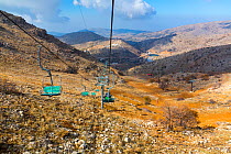 Ski lift, Mount Hermon ski resort, Israel, November.