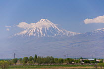 Lesser Snow covered Mount Ararat in Turkey, seen from Eriwan, Armenia, May.