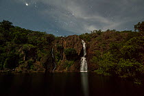 Wangi Falls at night illuminated by moonlight, Litchfield National Park, Northern Territory, Australia. December 2012.