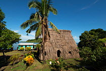 Traditional bure or Fijian hut, Mali Island, Macuata Province, Fiji, South Pacific. August 2013