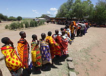 Masai people queuing to vote on election day, Kenya, March 2013.