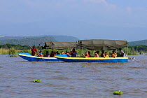 Boats with tourists on the Lake Chamo. Nechisar National Park. Ethiopia, November 2014