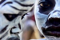 Karo boys with decorative skin painting, close up portrait, Karo tribe, Omo river, Ethiopia, November 2014