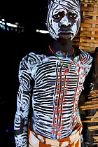 Karo boy with decorative skin painting. Karo tribe, Omo river, Ethiopia, November 2014