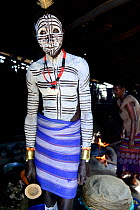 Karo man with decorative skin painting. Karo tribe, Omo river, Ethiopia, November 2014