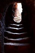 Stairs in an access tunnel to the churches of Lalibela. UNESCO World Heritage Site. Ethiopia, December 2014.