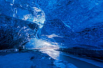 Ice cave under Vatnajokull Glacier, Iceland, August 2014.