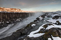 Selfoss waterfall in autumn with snow, north Iceland, September 2013.