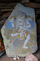 Traditional Tibetan Buddhist artwork, Serxu, Shiqu county, Sichuan Province, Qinghai-Tibet Plateau, China. August 2010.