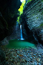 Waterfall, Soca river, Soca Valley, Julian Alps, Slovenia, Europe