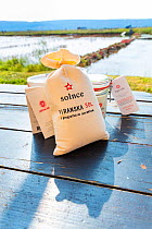 Packaged salt for sale from nearby salt pans, Lepa Vida Spa, Secovlje Saline Nature Park, Slovenia, October 2014.