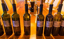 Bottles of wine in Branco Cotar Winery, Green Karst, Slovenia, October 2014.