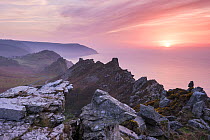 Valley of the Rocks, at sunset, Exmoor National Park, Devon, UK. April 2015.