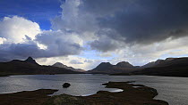 Timelapse of clouds moving over mountains and loch, Assynt, November 2013