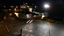 Timelapse of a ferry arriving at Tarbet at night, with vehicles disembarking, September 2014.
