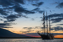 Yacht S/V Mary Anne, tourist square rigger barquentine yacht, Galapagos.