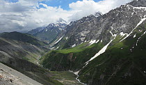 Mountain pass across Gissarsky Range in Pamir-Alai Mountiand,  Tajikistan. June 2014.