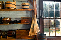 Detail of the company store in Fort Nisqually, a replica of a Hudson Bay Outpost in Point Defiance Park, Tacoma, Washington, USA, April 2015.