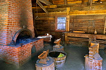 Detail of the blacksmith shop in Fort Nisqually, a replica of a Hudson Bay Outpost in Point Defiance Park, Tacoma, Washington, USA, April 2015.